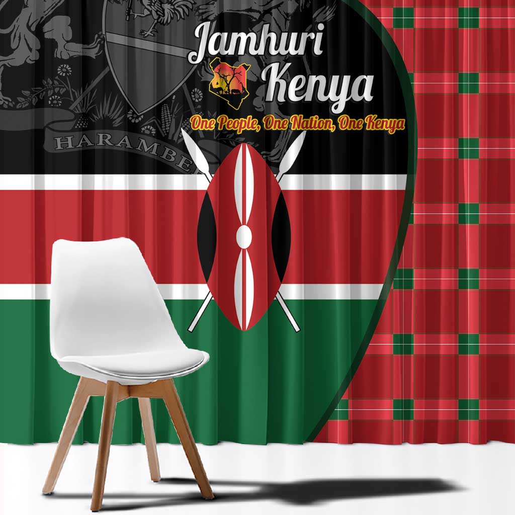 Afro Jamhuri ya Kenya Window Curtain One People One Nation Massai Shuka Pattern - African Pride