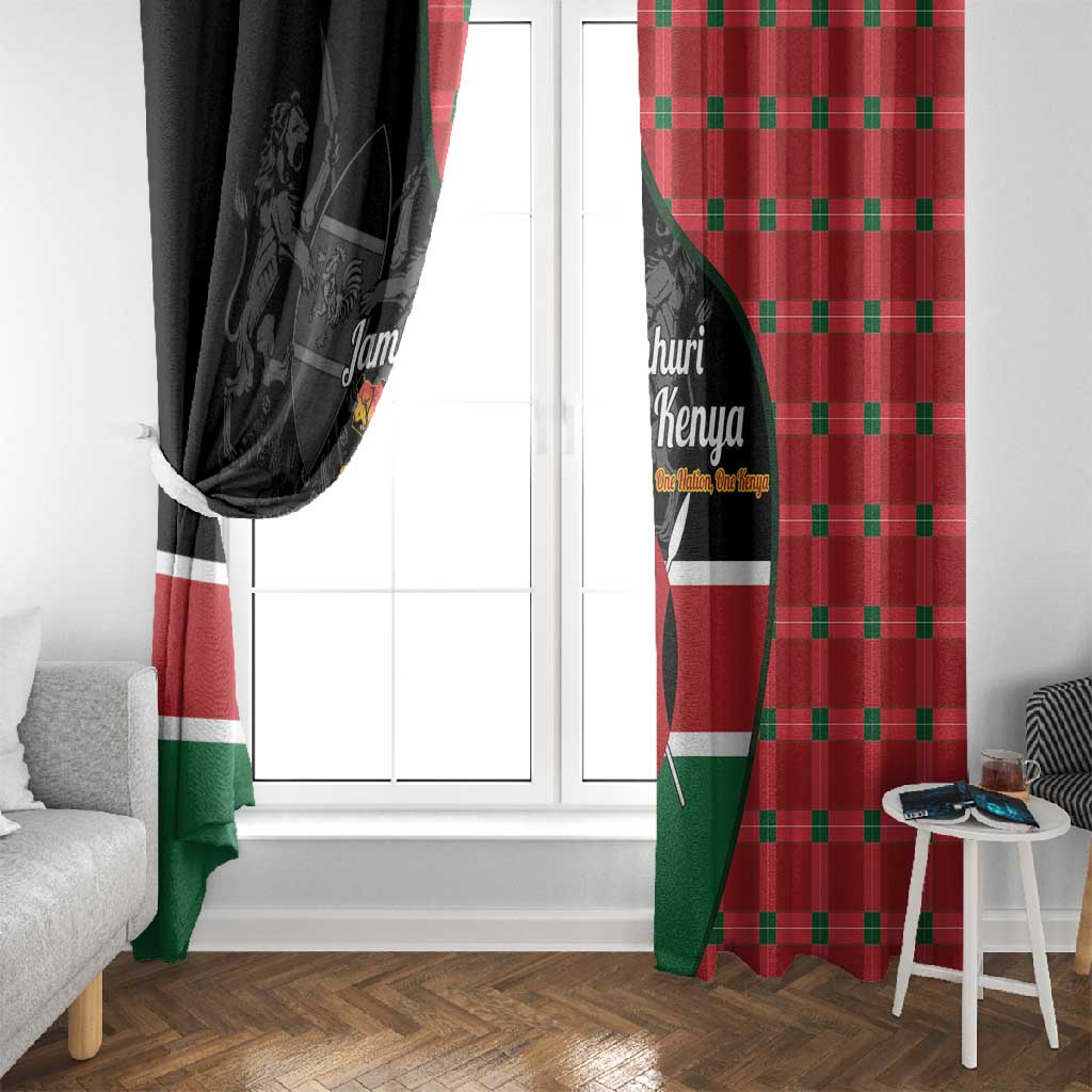 Afro Jamhuri ya Kenya Window Curtain One People One Nation Massai Shuka Pattern - African Pride