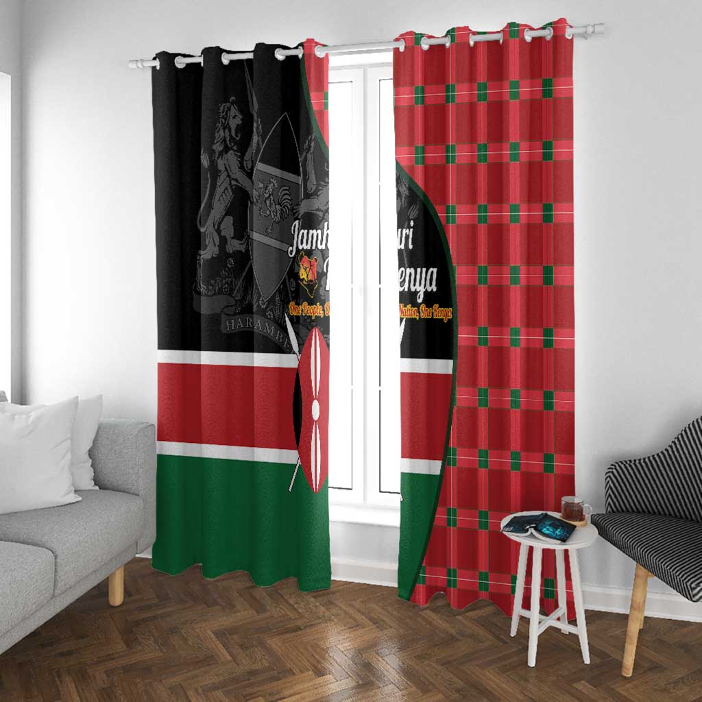 Afro Jamhuri ya Kenya Window Curtain One People One Nation Massai Shuka Pattern - African Pride