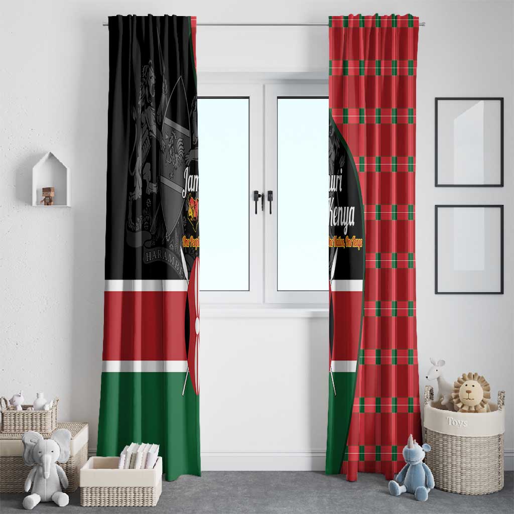 Afro Jamhuri ya Kenya Window Curtain One People One Nation Massai Shuka Pattern - African Pride