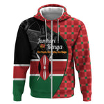 Afro Jamhuri ya Kenya Zip Hoodie One People One Nation Massai Shuka Pattern - African Pride