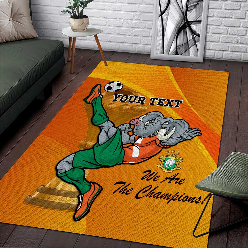 Custom Ivory Coast Football Area Rug 2024 Mascot With Champions Trophy