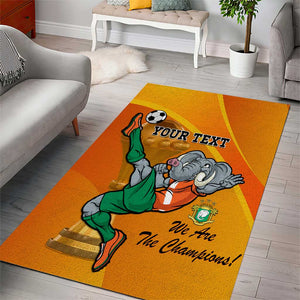 Custom Ivory Coast Football Area Rug 2024 Mascot With Champions Trophy