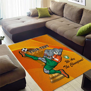 Custom Ivory Coast Football Area Rug 2024 Mascot With Champions Trophy