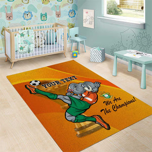 Custom Ivory Coast Football Area Rug 2024 Mascot With Champions Trophy