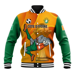 Custom Ivory Coast Football Baseball Jacket 2024 Mascot With Champions Trophy LT14