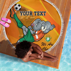 Custom Ivory Coast Football Beach Blanket 2024 Mascot With Champions Trophy