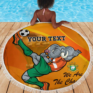 Custom Ivory Coast Football Beach Blanket 2024 Mascot With Champions Trophy