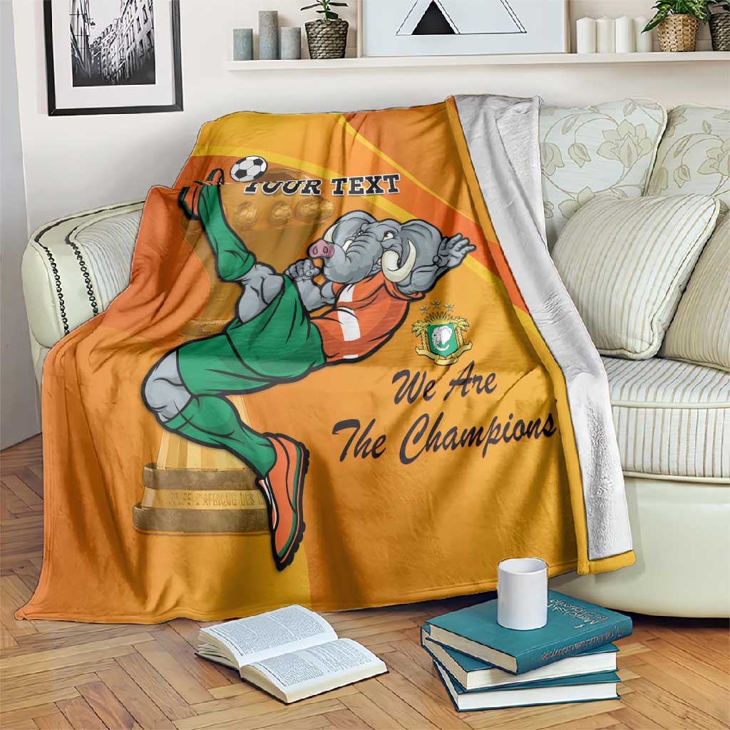 Custom Ivory Coast Football Blanket 2024 Mascot With Champions Trophy