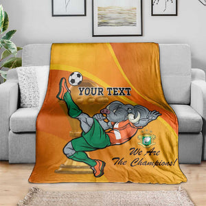 Custom Ivory Coast Football Blanket 2024 Mascot With Champions Trophy