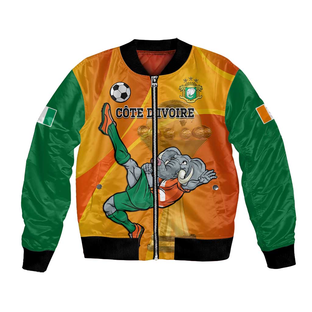 Custom Ivory Coast Football Bomber Jacket 2024 Mascot With Champions Trophy