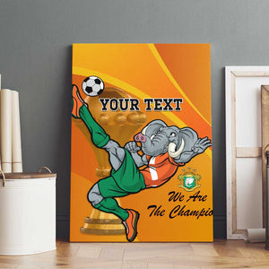 Custom Ivory Coast Football Canvas Wall Art 2024 Mascot With Champions Trophy