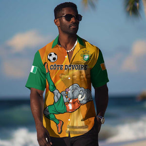 Custom Ivory Coast Football Hawaiian Shirt 2024 Mascot With Champions Trophy