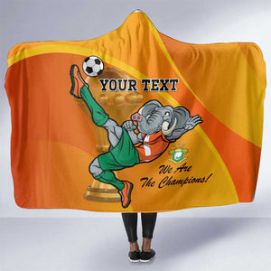 Custom Ivory Coast Football Hooded Blanket 2024 Mascot With Champions Trophy