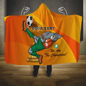 Custom Ivory Coast Football Hooded Blanket 2024 Mascot With Champions Trophy