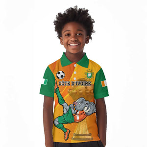 Custom Ivory Coast Football Kid Polo Shirt 2024 Mascot With Champions Trophy