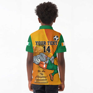 Custom Ivory Coast Football Kid Polo Shirt 2024 Mascot With Champions Trophy