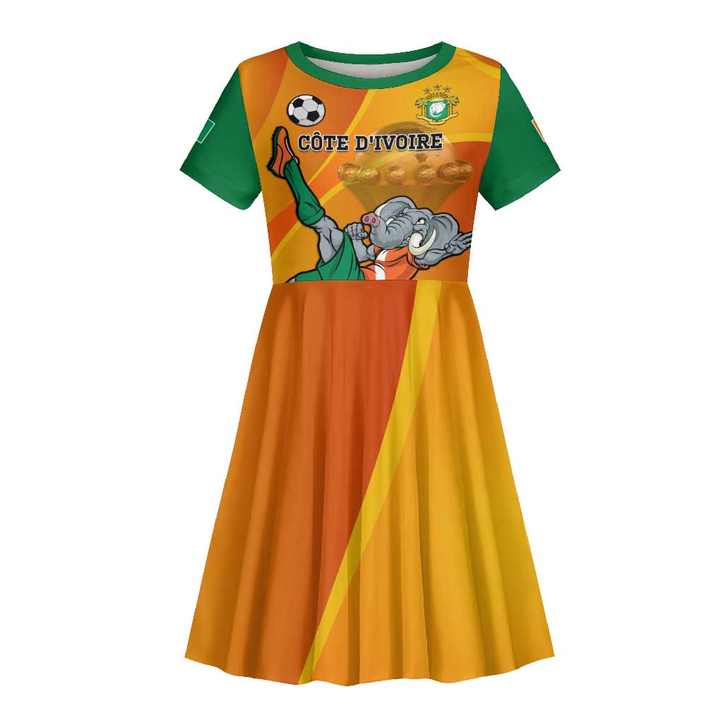 Custom Ivory Coast Football Kid Short Sleeve Dress 2024 Mascot With Champions Trophy