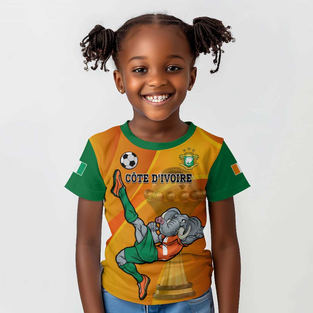 Custom Ivory Coast Football Kid T shirt 2024 Mascot With Champions Trophy