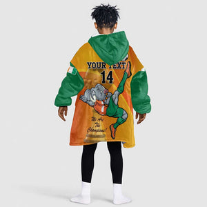 Custom Ivory Coast Football KId Wearable Blanket Hoodie 2024 Mascot With Champions Trophy