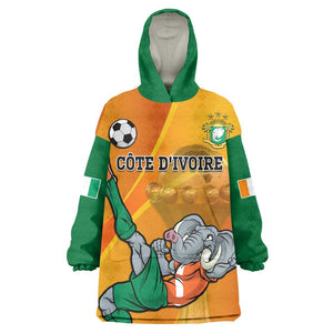 Custom Ivory Coast Football KId Wearable Blanket Hoodie 2024 Mascot With Champions Trophy