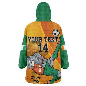 Custom Ivory Coast Football KId Wearable Blanket Hoodie 2024 Mascot With Champions Trophy