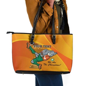 Custom Ivory Coast Football Leather Tote Bag 2024 Mascot With Champions Trophy