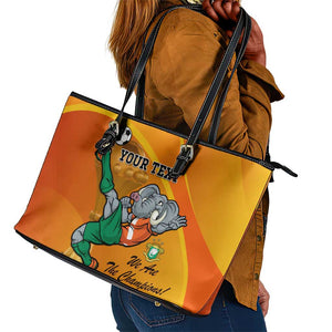 Custom Ivory Coast Football Leather Tote Bag 2024 Mascot With Champions Trophy