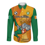 Custom Ivory Coast Football Long Sleeve Button Shirt 2024 Mascot With Champions Trophy