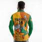 Custom Ivory Coast Football Long Sleeve Polo Shirt 2024 Mascot With Champions Trophy