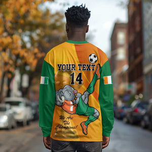 Custom Ivory Coast Football Long Sleeve Shirt 2024 Mascot With Champions Trophy LT14