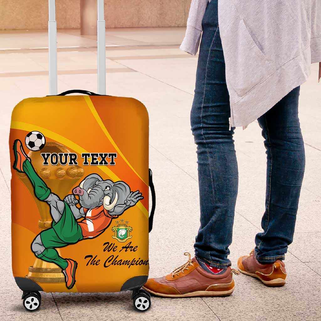 Custom Ivory Coast Football Luggage Cover 2024 Mascot With Champions Trophy