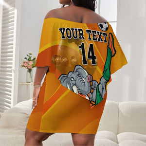 Custom Ivory Coast Football Off Shoulder Short Dress 2024 Mascot With Champions Trophy LT14