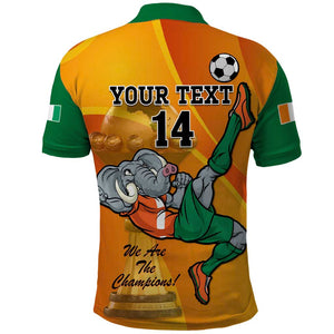 Custom Ivory Coast Football Polo Shirt 2024 Mascot With Champions Trophy