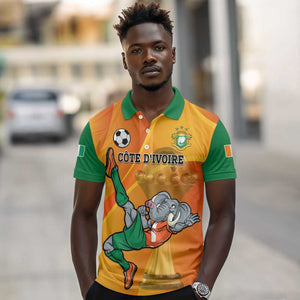 Custom Ivory Coast Football Polo Shirt 2024 Mascot With Champions Trophy