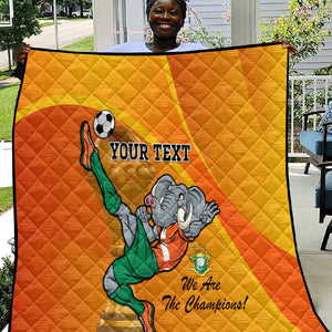 Custom Ivory Coast Football Quilt 2024 Mascot With Champions Trophy