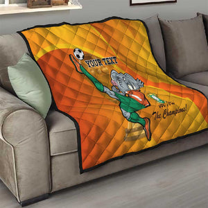 Custom Ivory Coast Football Quilt 2024 Mascot With Champions Trophy