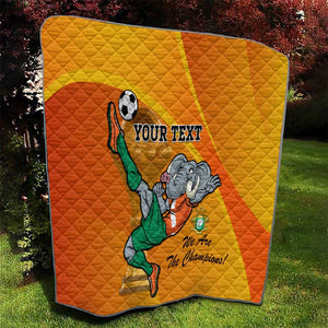 Custom Ivory Coast Football Quilt 2024 Mascot With Champions Trophy