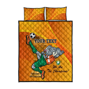 Custom Ivory Coast Football Quilt Bed Set 2024 Mascot With Champions Trophy