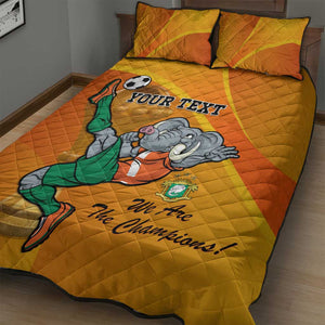 Custom Ivory Coast Football Quilt Bed Set 2024 Mascot With Champions Trophy