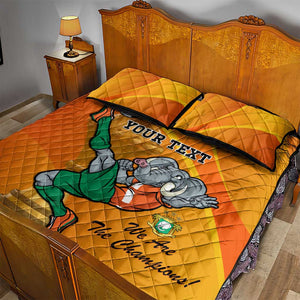 Custom Ivory Coast Football Quilt Bed Set 2024 Mascot With Champions Trophy