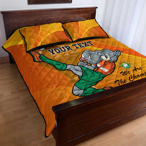 Custom Ivory Coast Football Quilt Bed Set 2024 Mascot With Champions Trophy