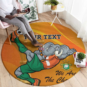 Custom Ivory Coast Football Round Carpet 2024 Mascot With Champions Trophy