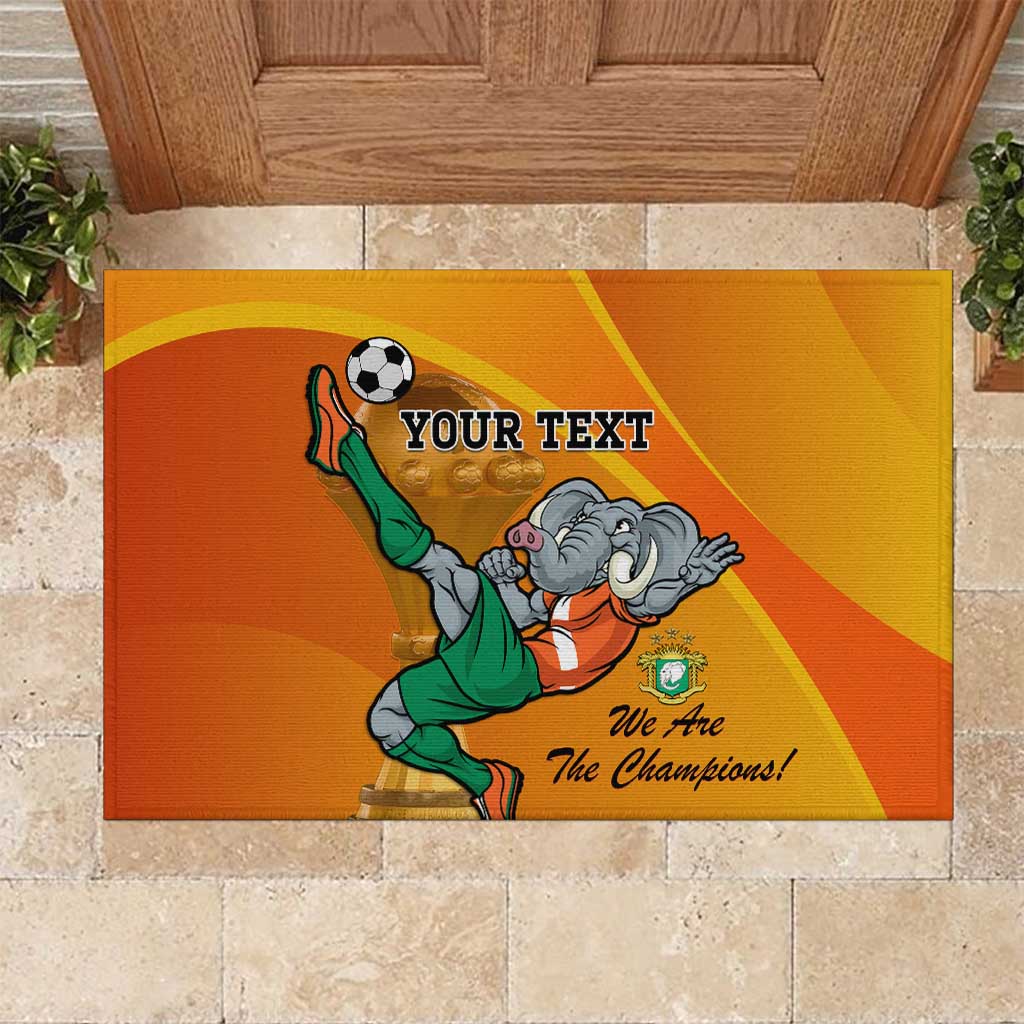 Custom Ivory Coast Football Rubber Doormat 2024 Mascot With Champions Trophy