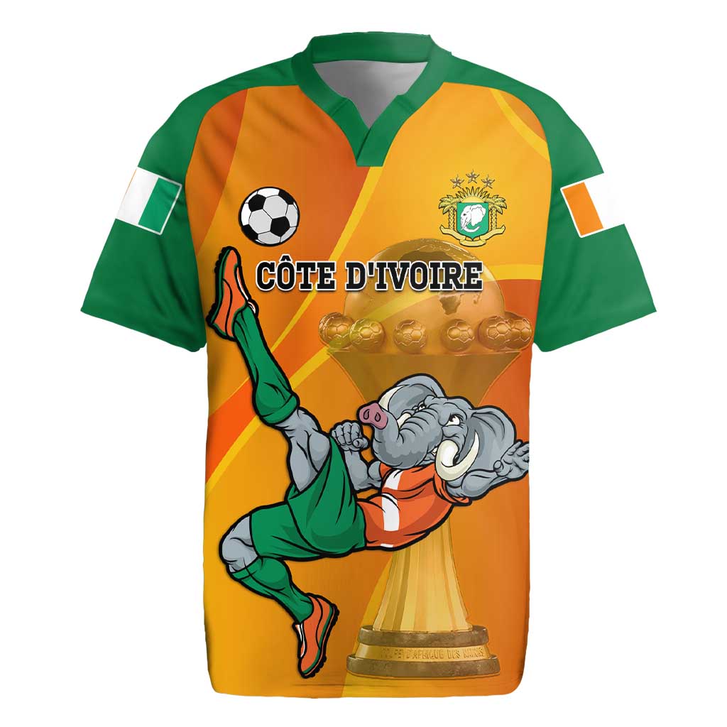 Custom Ivory Coast Football Rugby Jersey 2024 Mascot With Champions Trophy