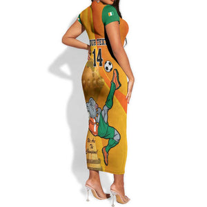 Custom Ivory Coast Football Short Sleeve Bodycon Dress 2024 Mascot With Champions Trophy