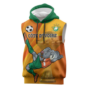 Custom Ivory Coast Football Sleeveless Hoodie 2024 Mascot With Champions Trophy - African Pride