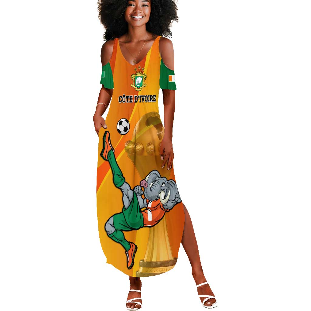 Custom Ivory Coast Football Summer Maxi Dress 2024 Mascot With Champions Trophy