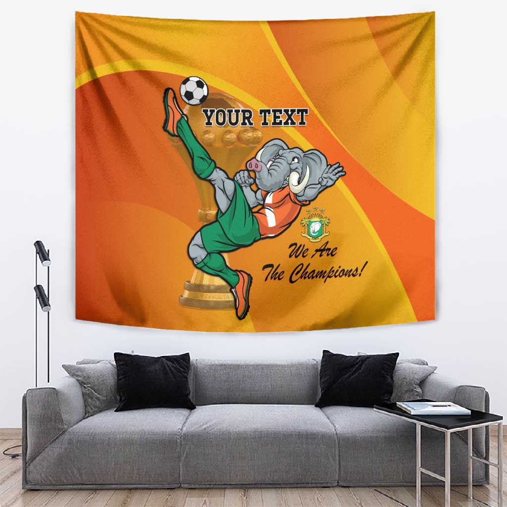 Custom Ivory Coast Football Tapestry 2024 Mascot With Champions Trophy