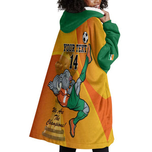 Custom Ivory Coast Football Wearable Blanket Hoodie 2024 Mascot With Champions Trophy